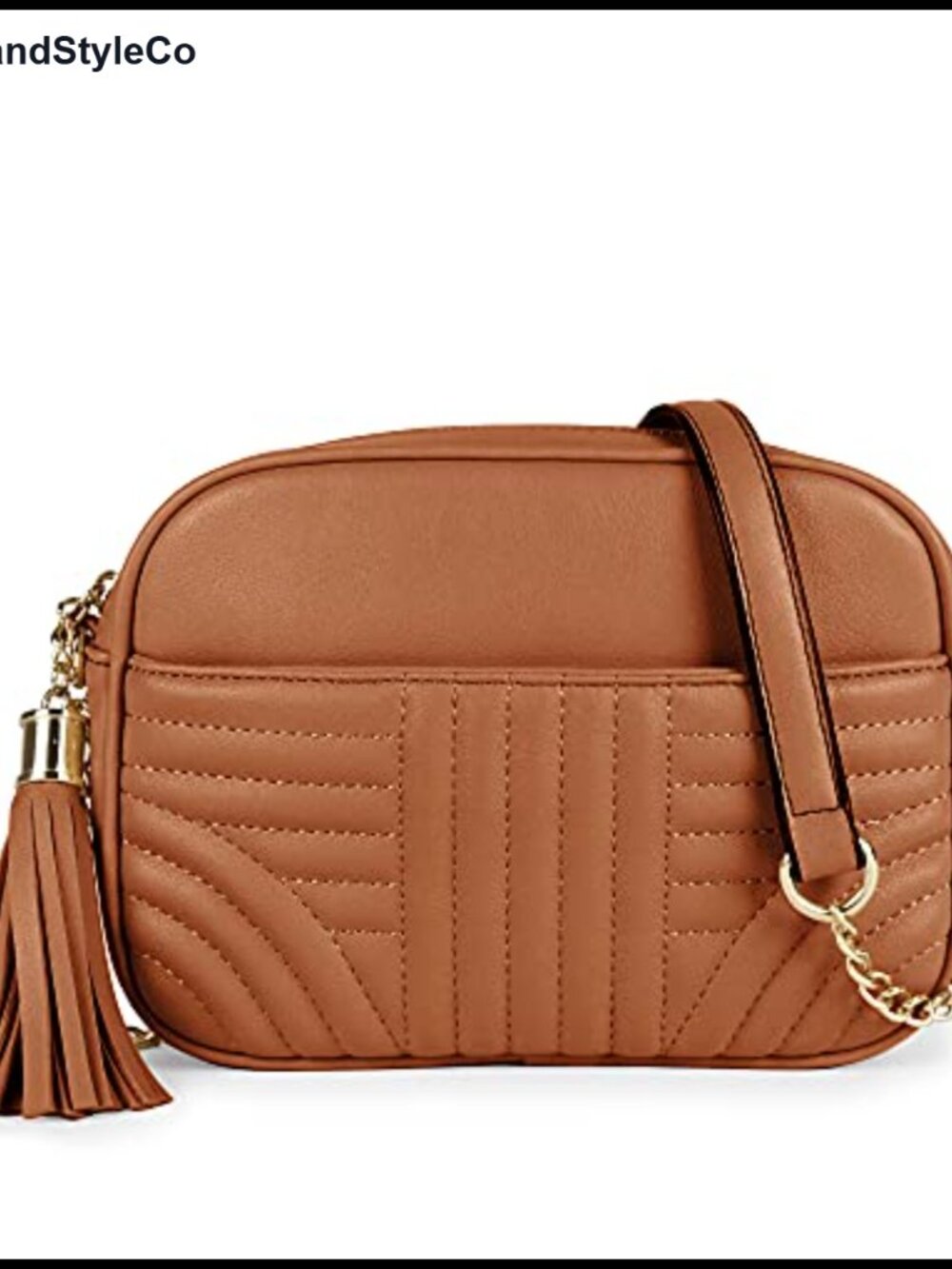 Women's Quilted Vegan Leather Camera Crossbody Bag with Tassel Adjustable Strap